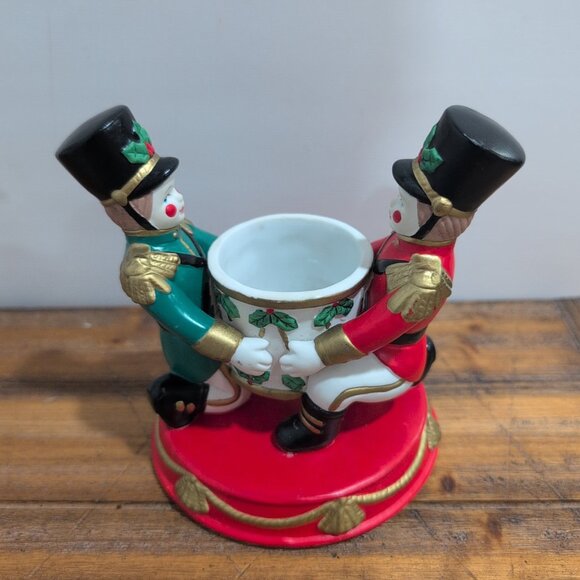 PartyLite Retired Ceramic Toy Soldiers Christmas Candle Holder 5.5" Tall - Picture 4 of 7